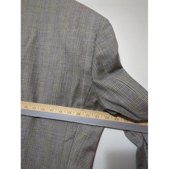 Hart Schaffner Marx Mens Gray Plaid Wool Blazer Window Pane Houndstooth Sz 44L - Picture 9 of 11